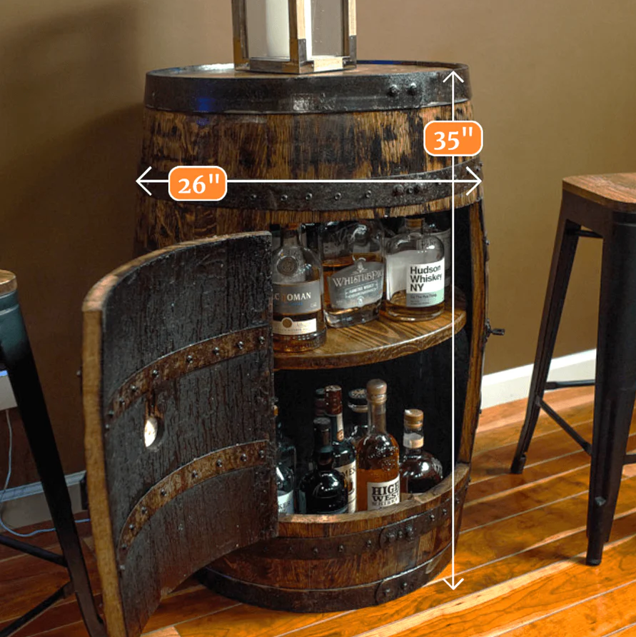 Deluxe Refurbished Whiskey Barrel Cabinet With Lights